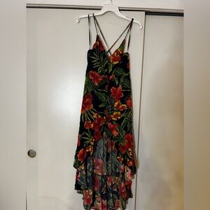 Lulu's Black Floral High Low Dress